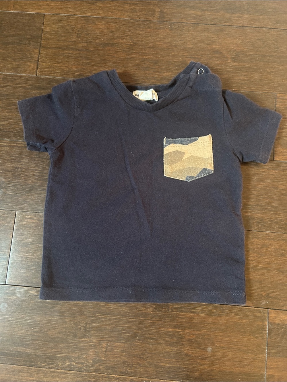Kids Navy Short-Sleeve Tee with Camo Pocket